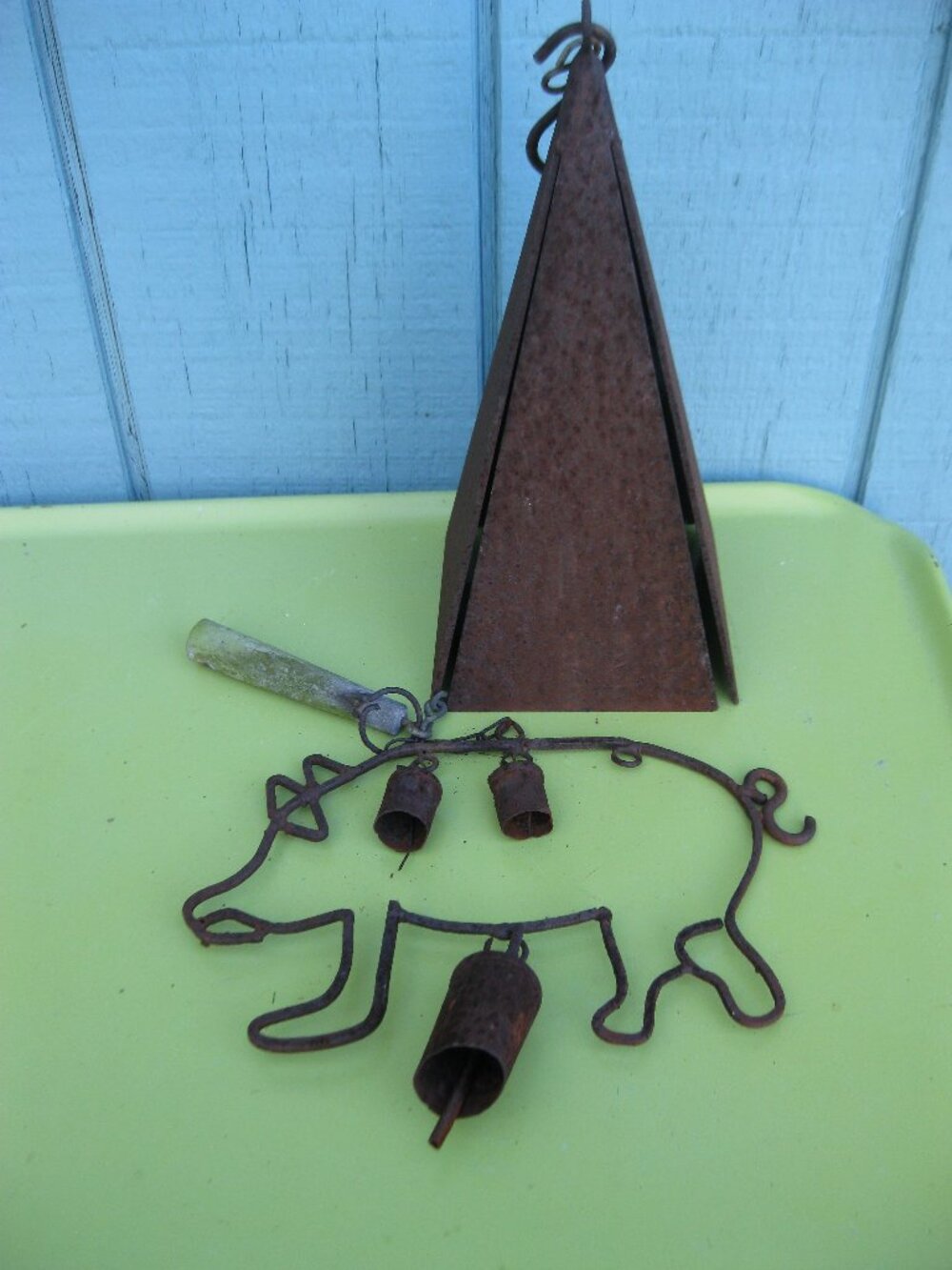 Two Windchimes Hummingbird and Pig